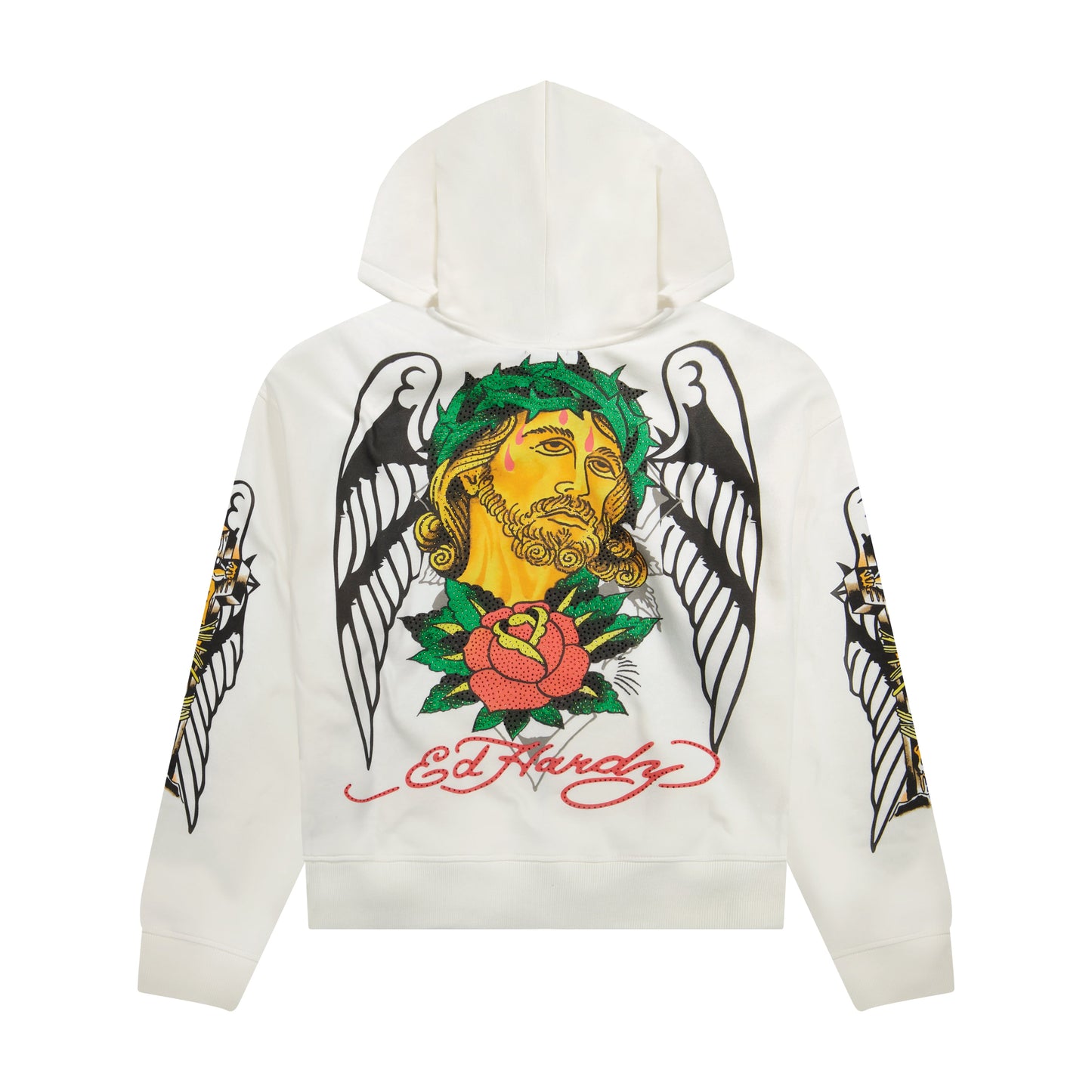 Christ Cross Rhinestone Boxy Zip Hoodie