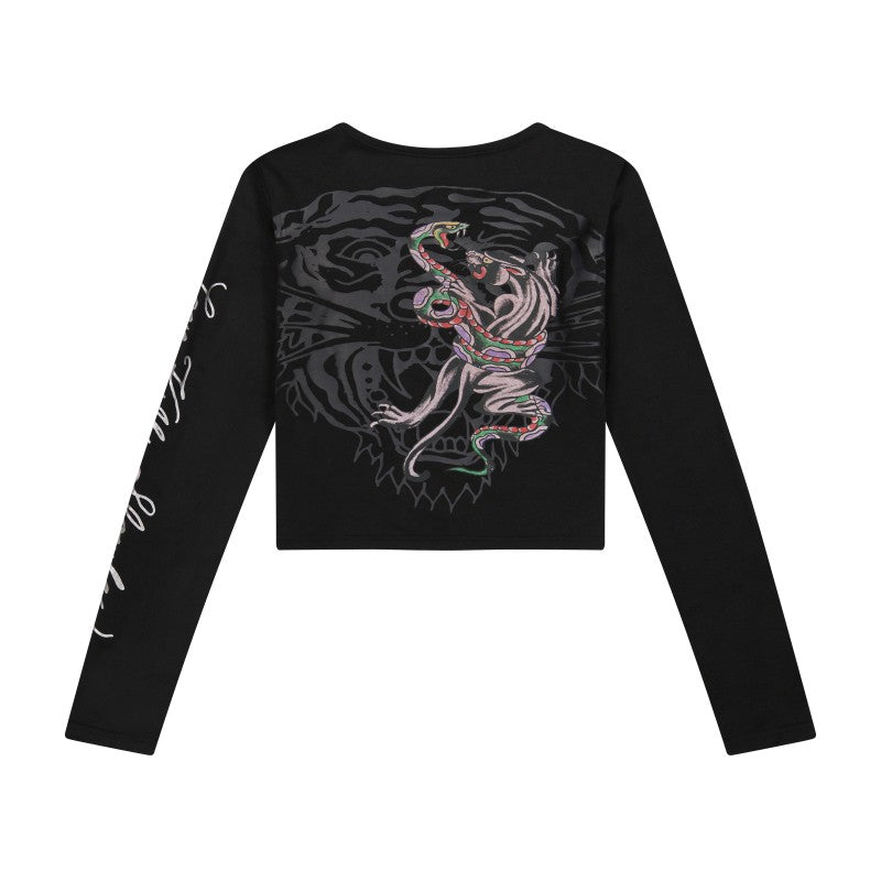 Panther Snake Long Sleeve Crop Shirt