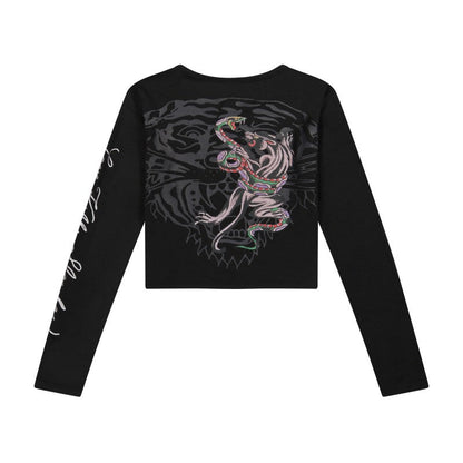 Panther Snake Long Sleeve Crop Shirt