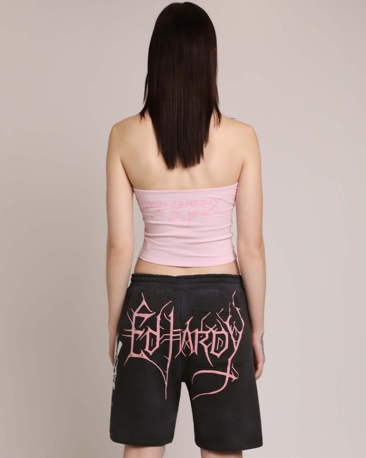 Pink Flame Skull Tube Top