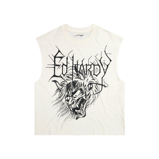 Demon Head Rhinestone Boxy Cropped Tee