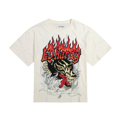 Wolf Head Rhinestone Boxy Tee