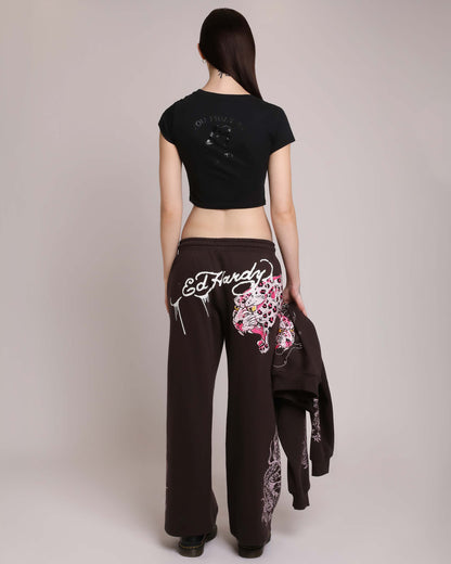 Pink Leopard Rhinestone Sweatpant