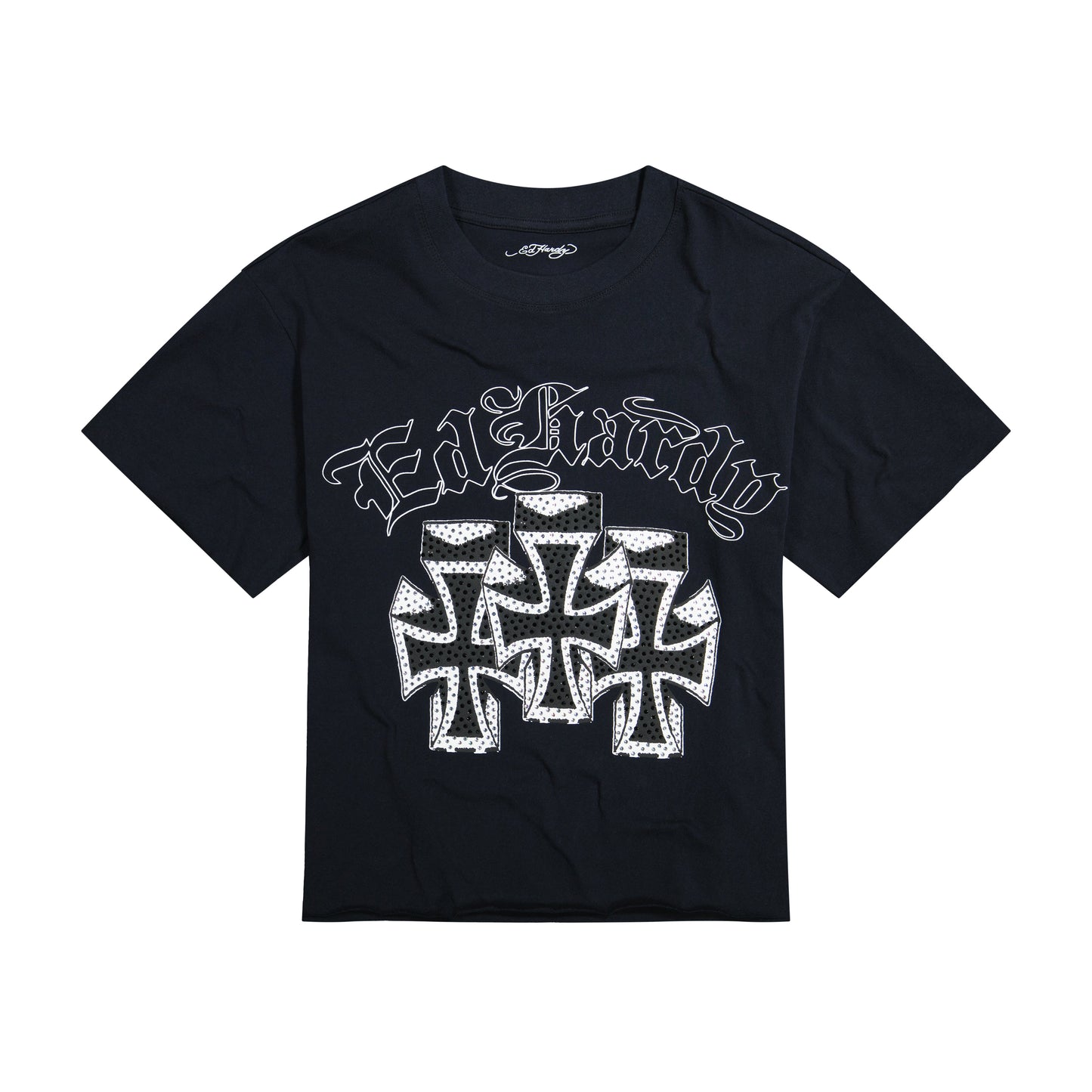 Crosses Rhinestone Boxy Cropped Tee