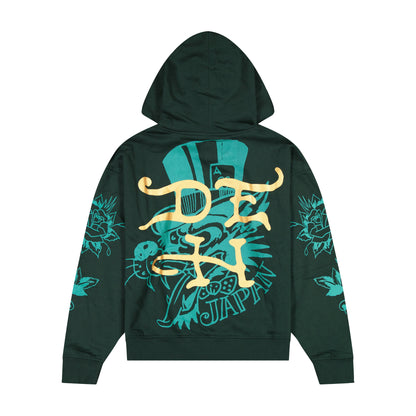 Fire Panther Rhinestone Boxy Fleece Hoodie