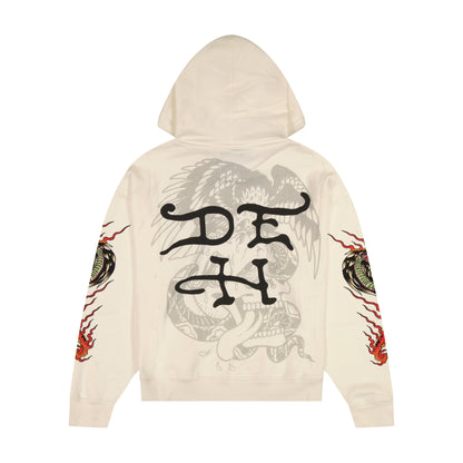 Panther Flame Rhinestone Boxy Fleece Hoodie