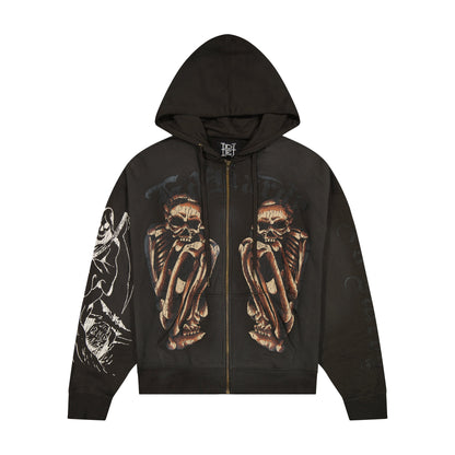 Skeles Boxy Zip Hoodie - Sunfade Grey