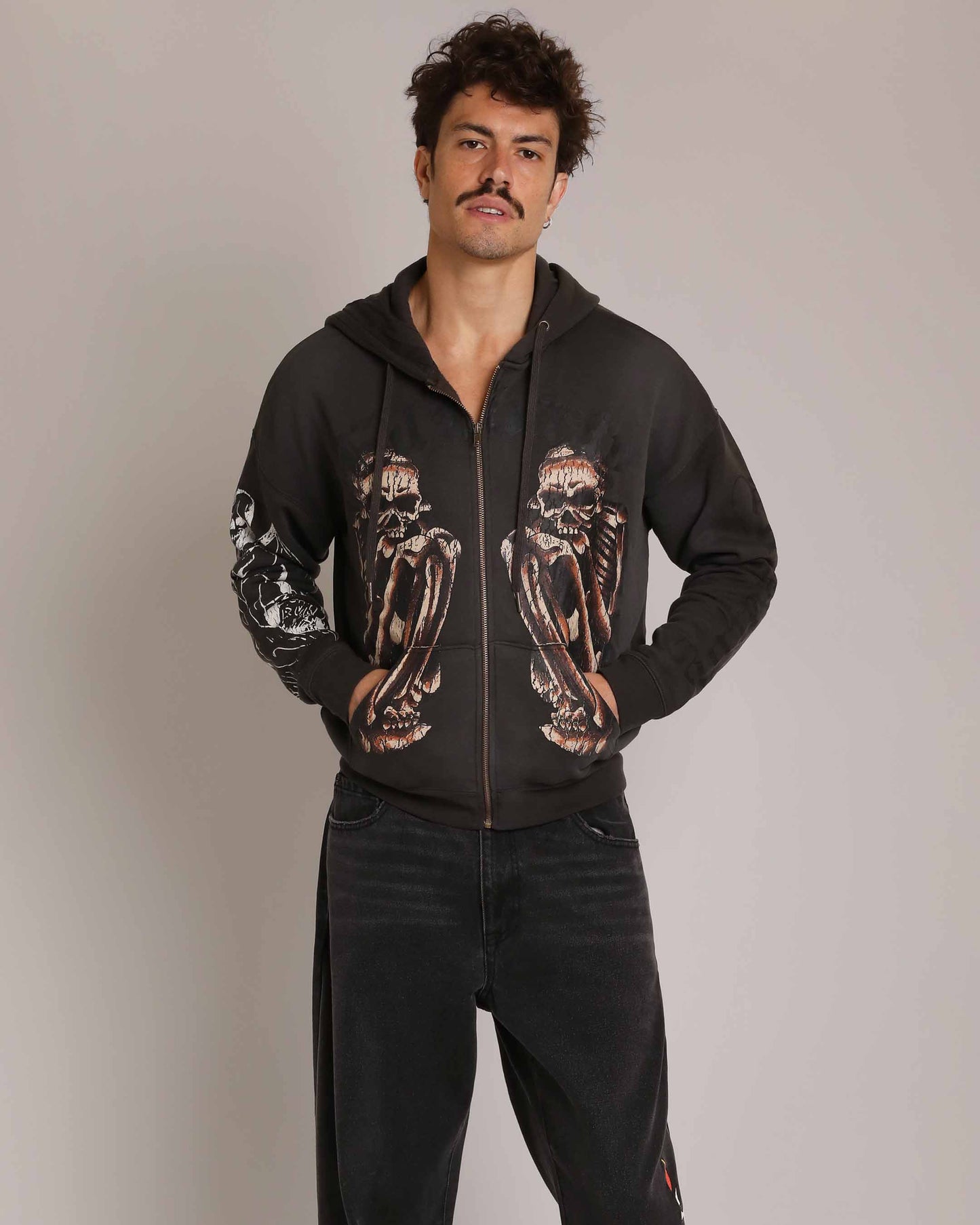 Skeles Boxy Zip Hoodie - Sunfade Grey