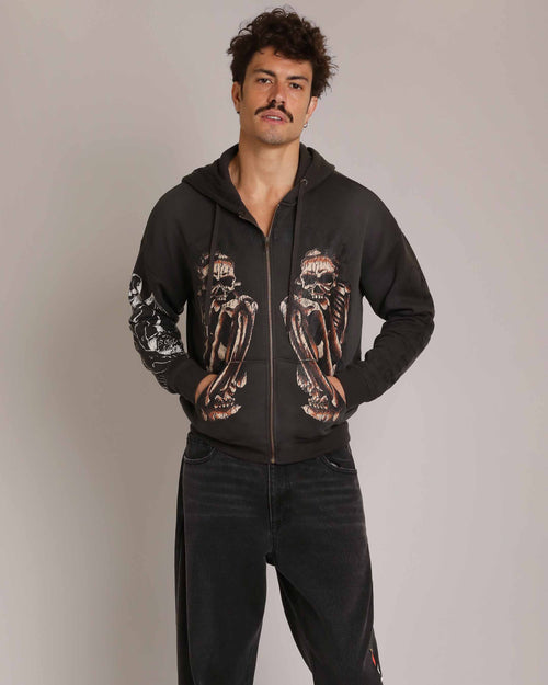 Skeles Boxy Zip Hoodie - Sunfade Grey