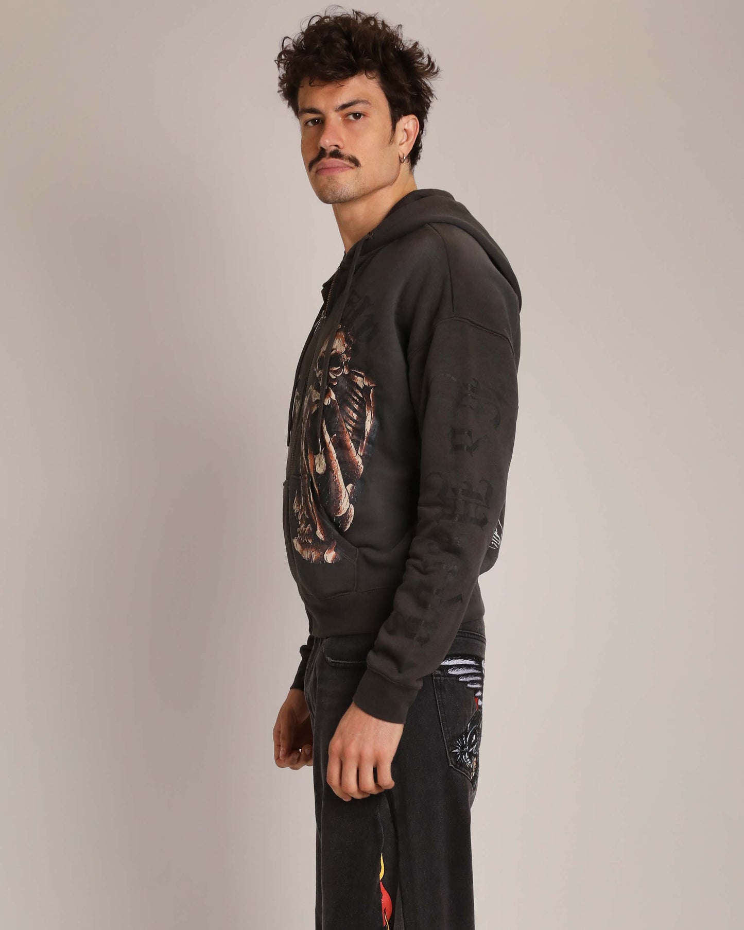 Skeles Boxy Zip Hoodie - Sunfade Grey