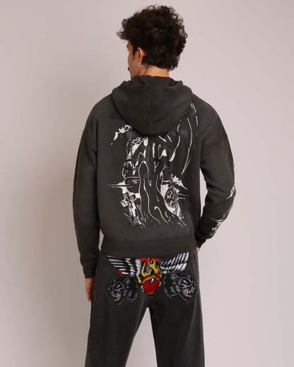 Skeles Boxy Zip Hoodie - Sunfade Grey