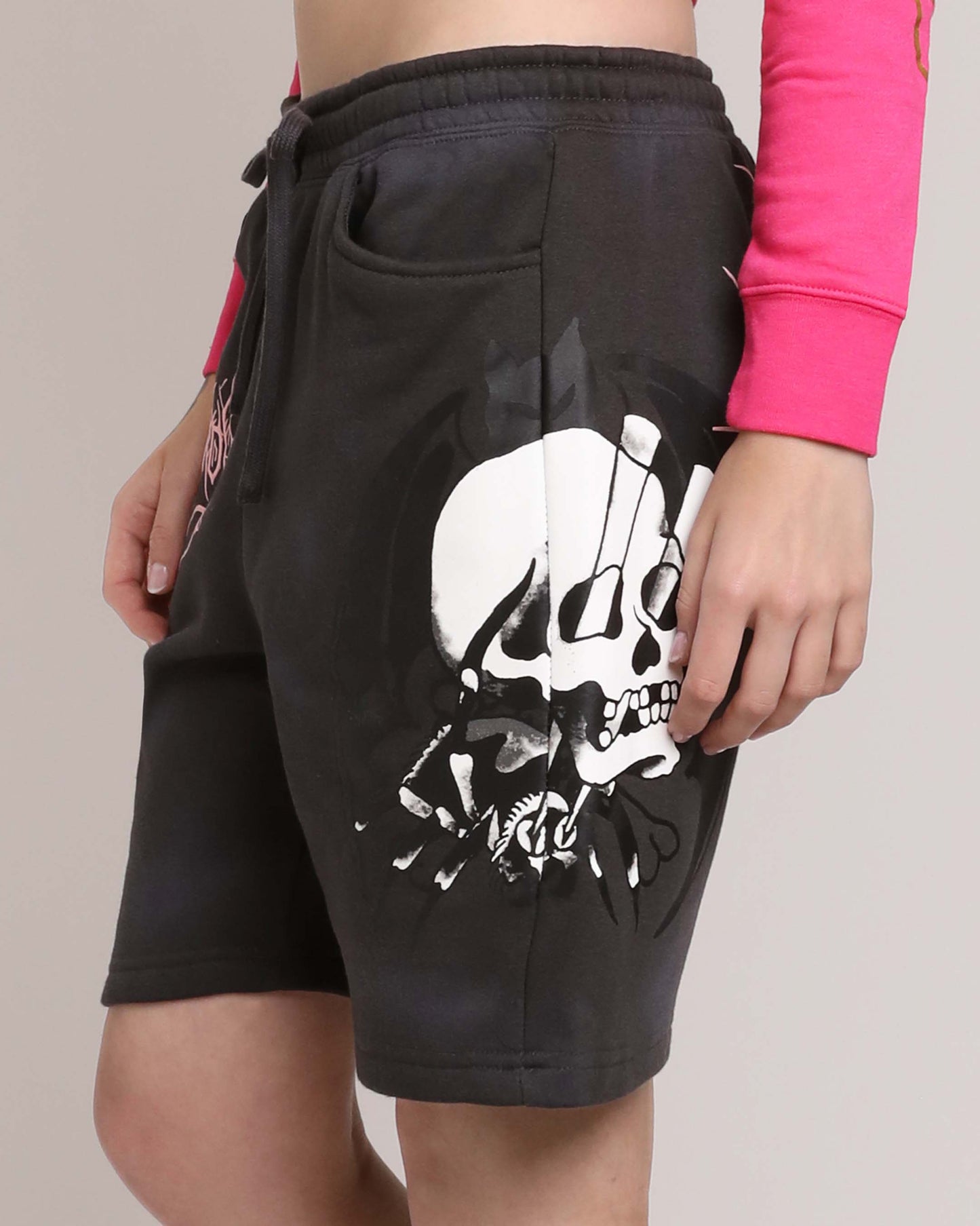Spider Skull Fleece Shorts