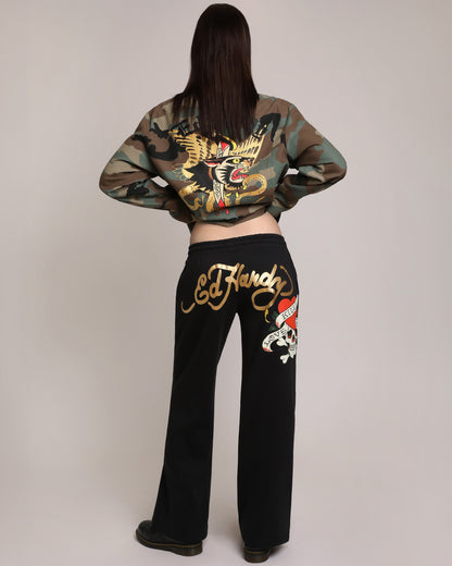 LKS Skull Black Flared Sweatpant