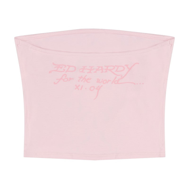 Pink Flame Skull Tube Top