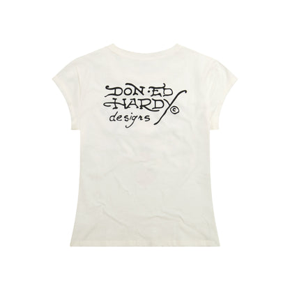 Cross Heart Rhinestone Fitted Tee