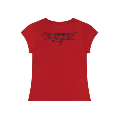 Flame Rose Puff Print Fitted Tee