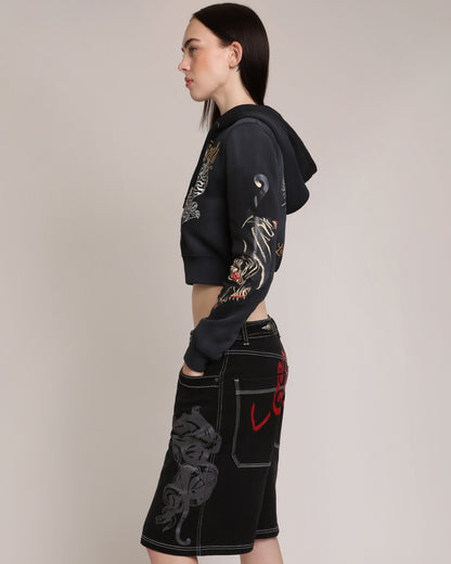 Panther Cropped Zip Hoodie