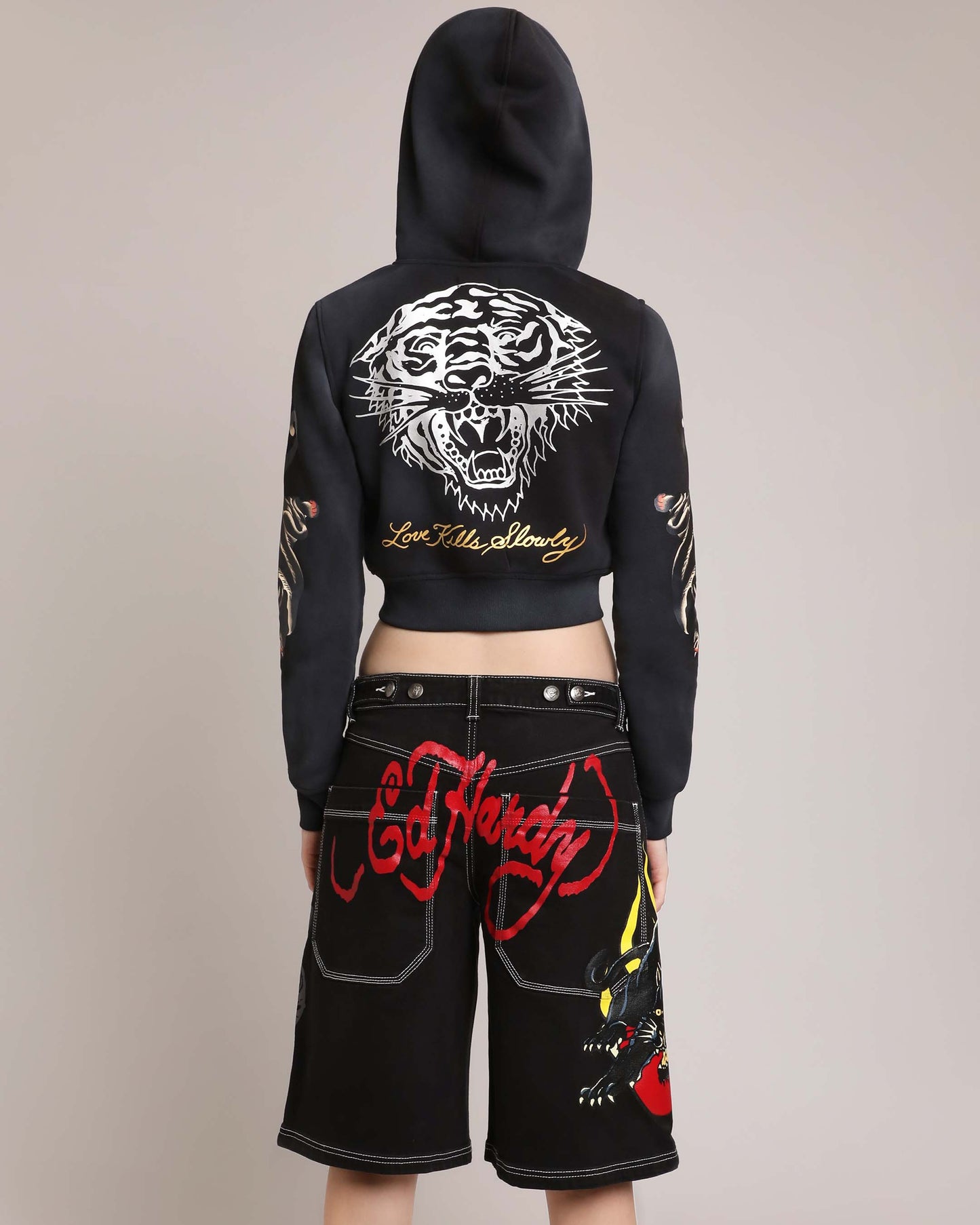 Panther Cropped Zip Hoodie