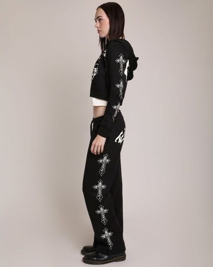 Black and White Crosses Sweatpants