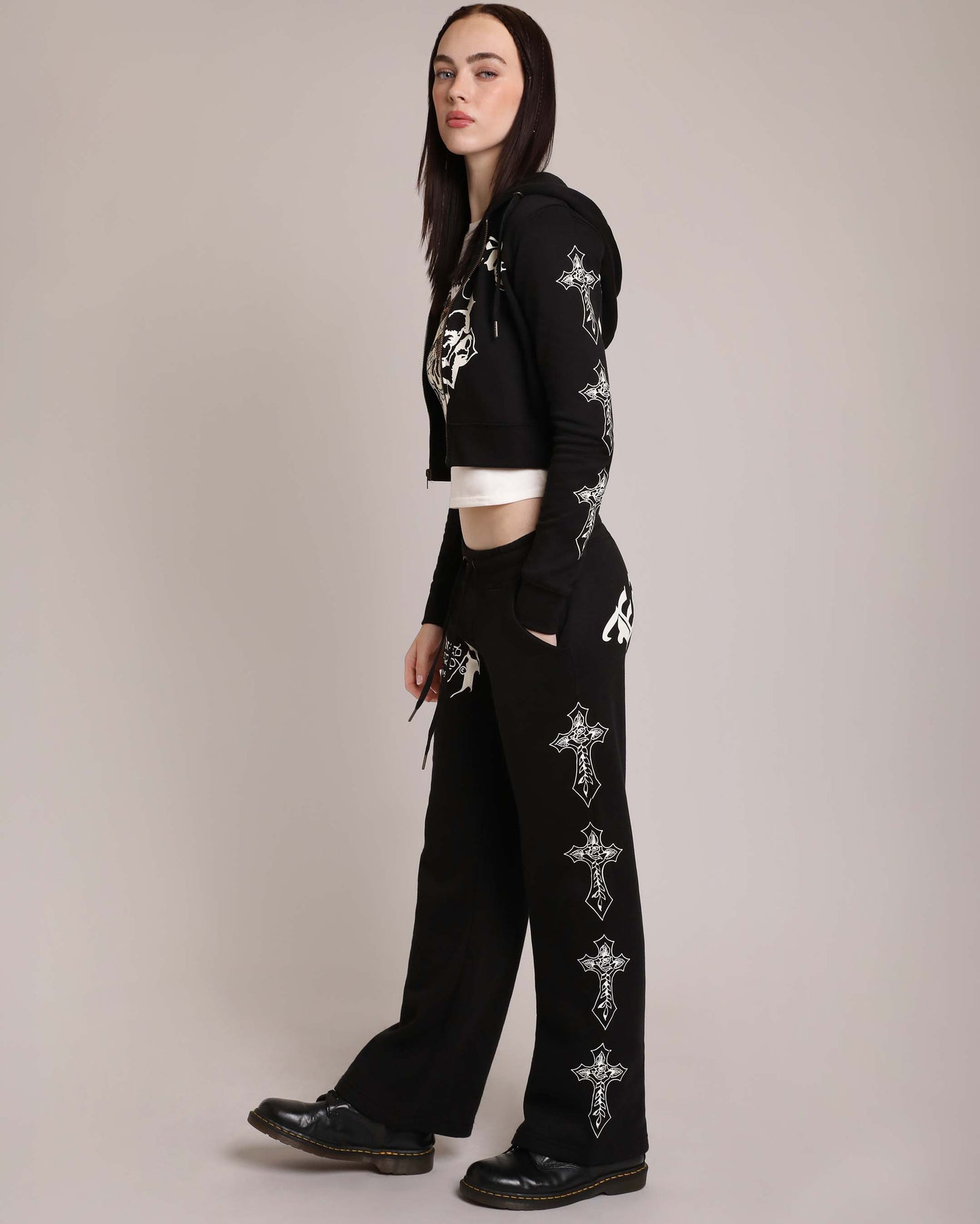 Black and White Crosses Sweatpants