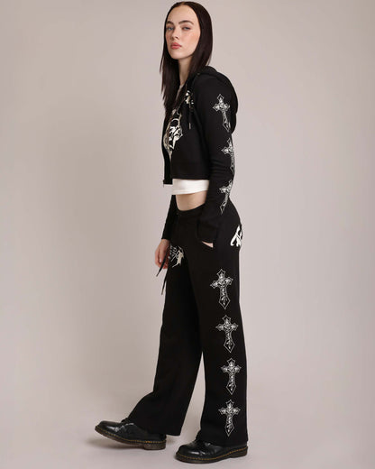 Black and White Crosses Sweatpants