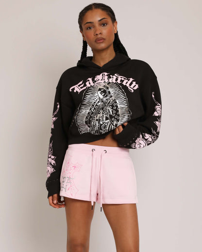 Flame Cross Y2K Fleece Shorts
