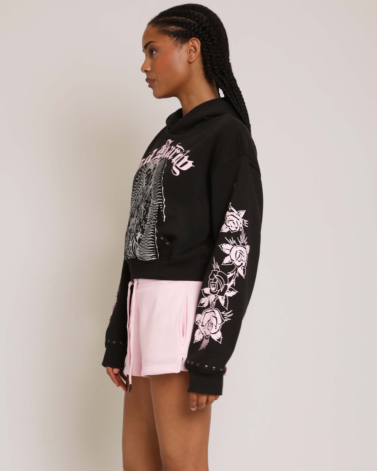 Flame Cross Y2K Fleece Shorts