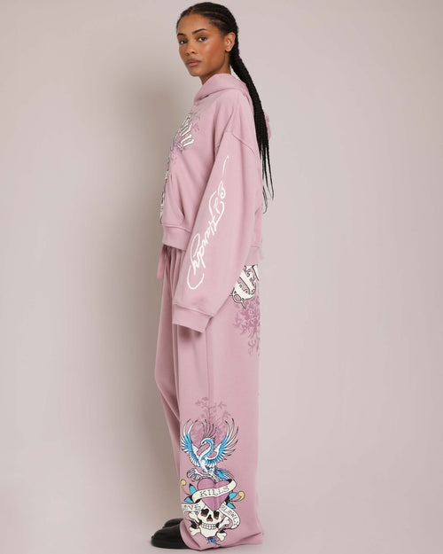 Pink LKS Skull Pant, Dusty Rose — puff print