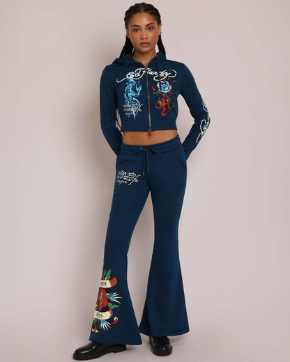 Flame Rose Boot Cut Sweatpants