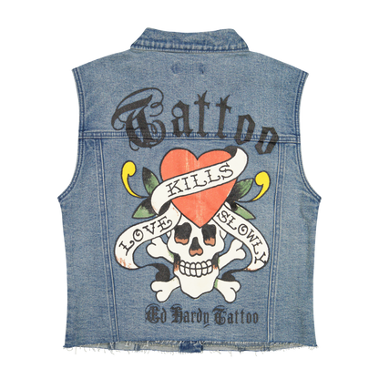 LKS Skull Trucker Denim Vest