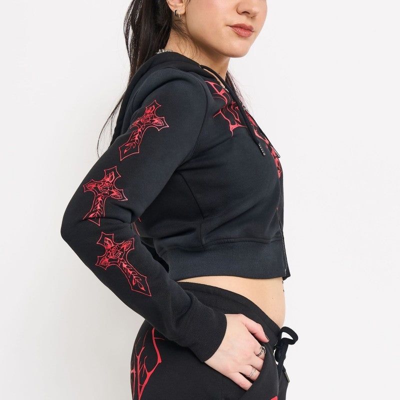 Crosses Zip Front Hoodie