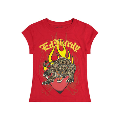 Leopard Panther Rhinestone Cap Sleeve