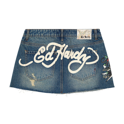 Panther Dagger Denim Mini Skirt