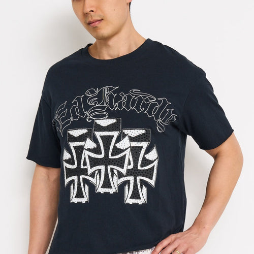 Crosses Rhinestone Boxy Cropped Tee