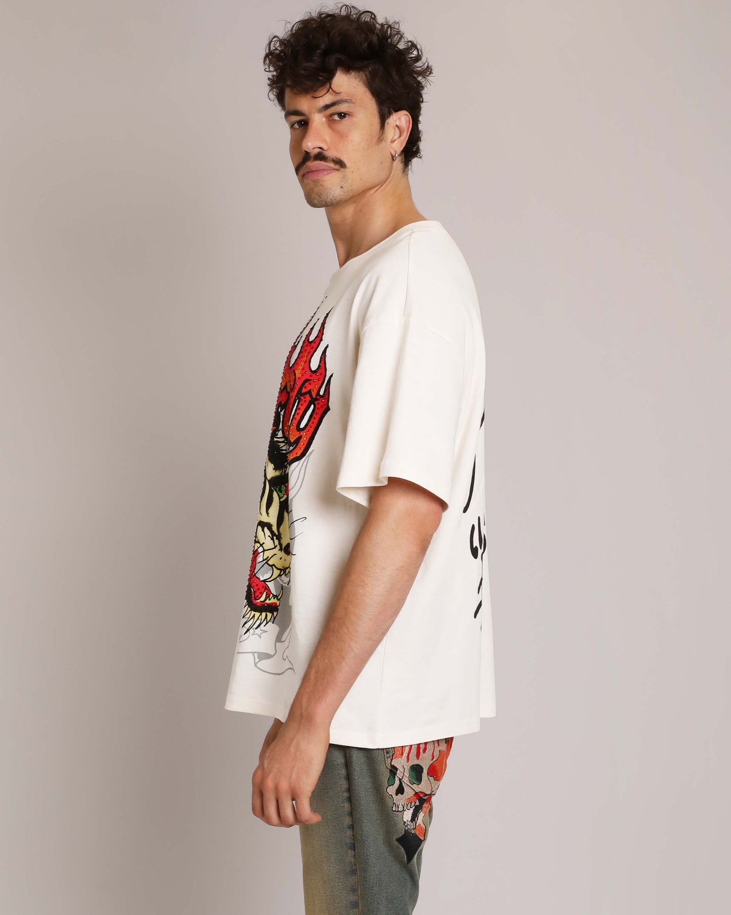 Wolf Head Rhinestone Boxy Tee